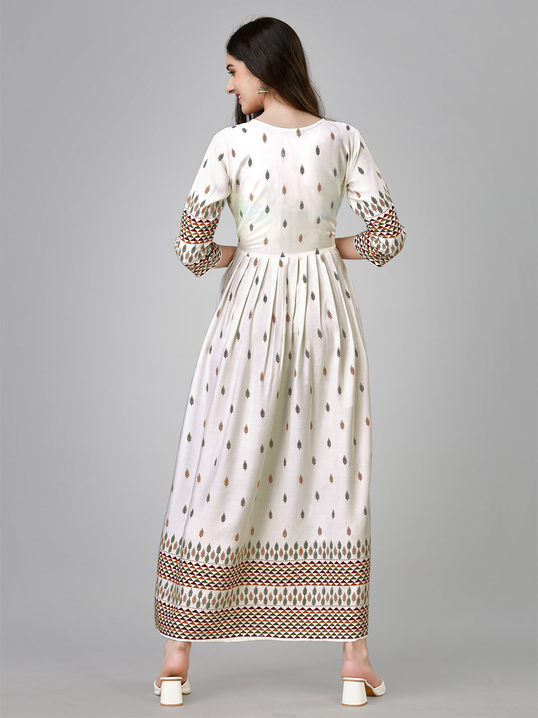 White Anarkali Suit Back View