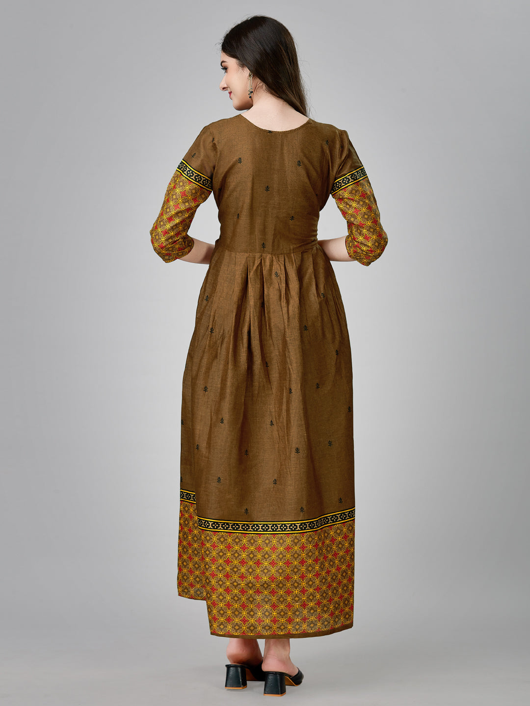 Brown Anarkali Dress Back View