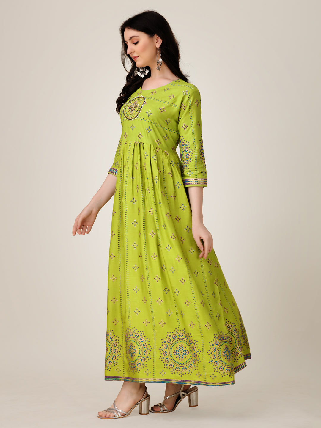 Anarkali Kurta Set Foil Printed