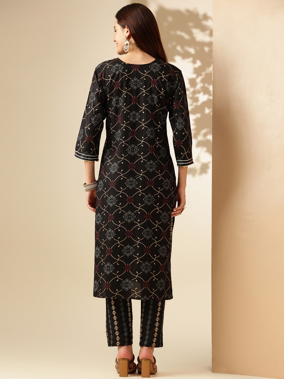 Embroidered Black Rayon Kurta Pant Sets For Women