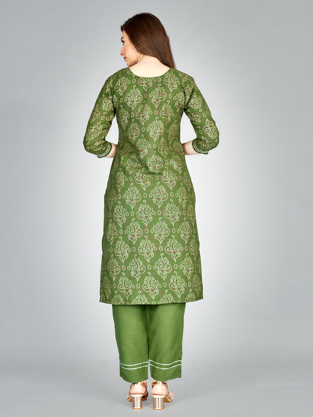 Embroidered Mehendi Green Kurta Sets For Women