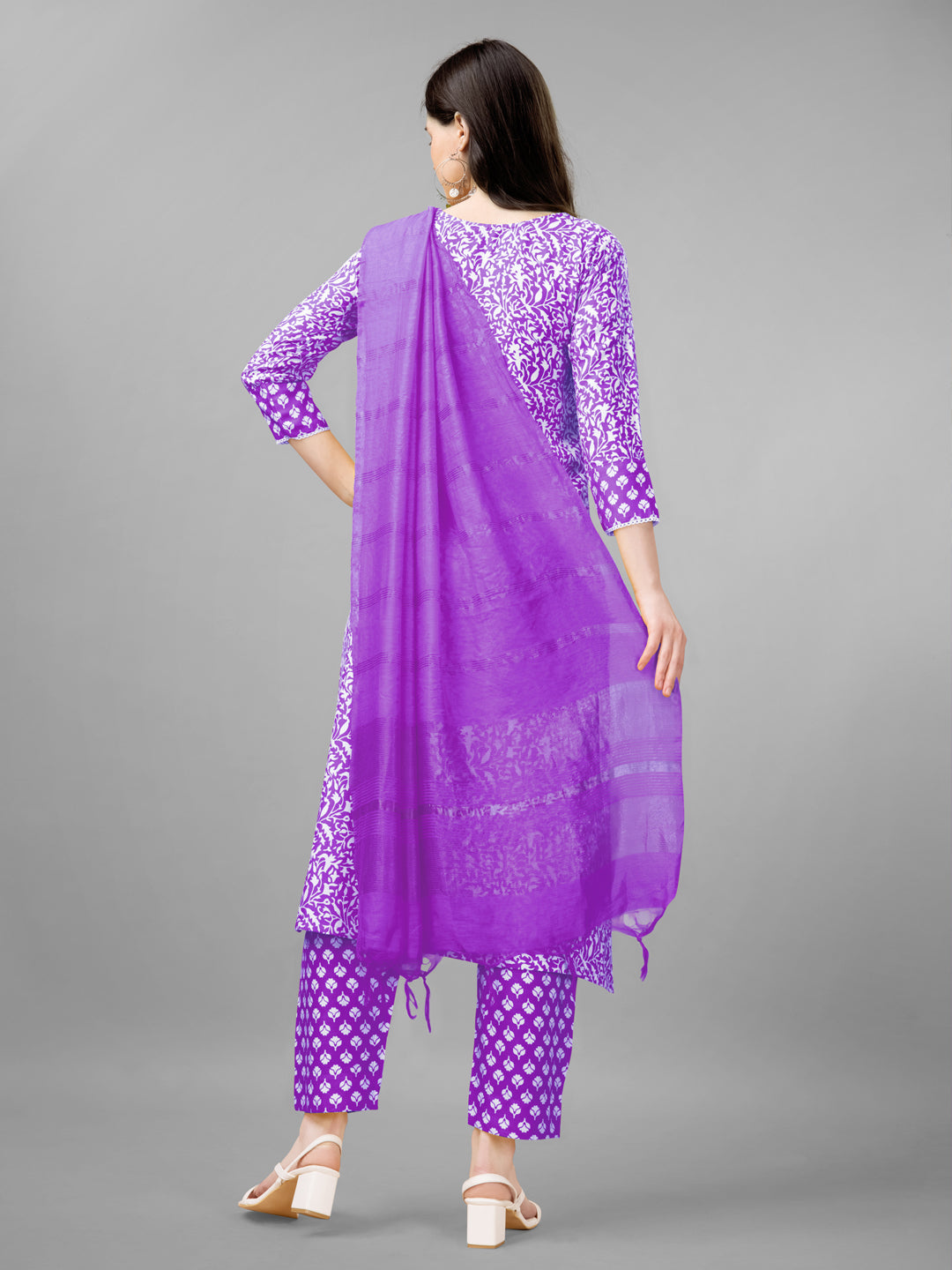 Embroidered Purple Rayon Kurta Sets for Women