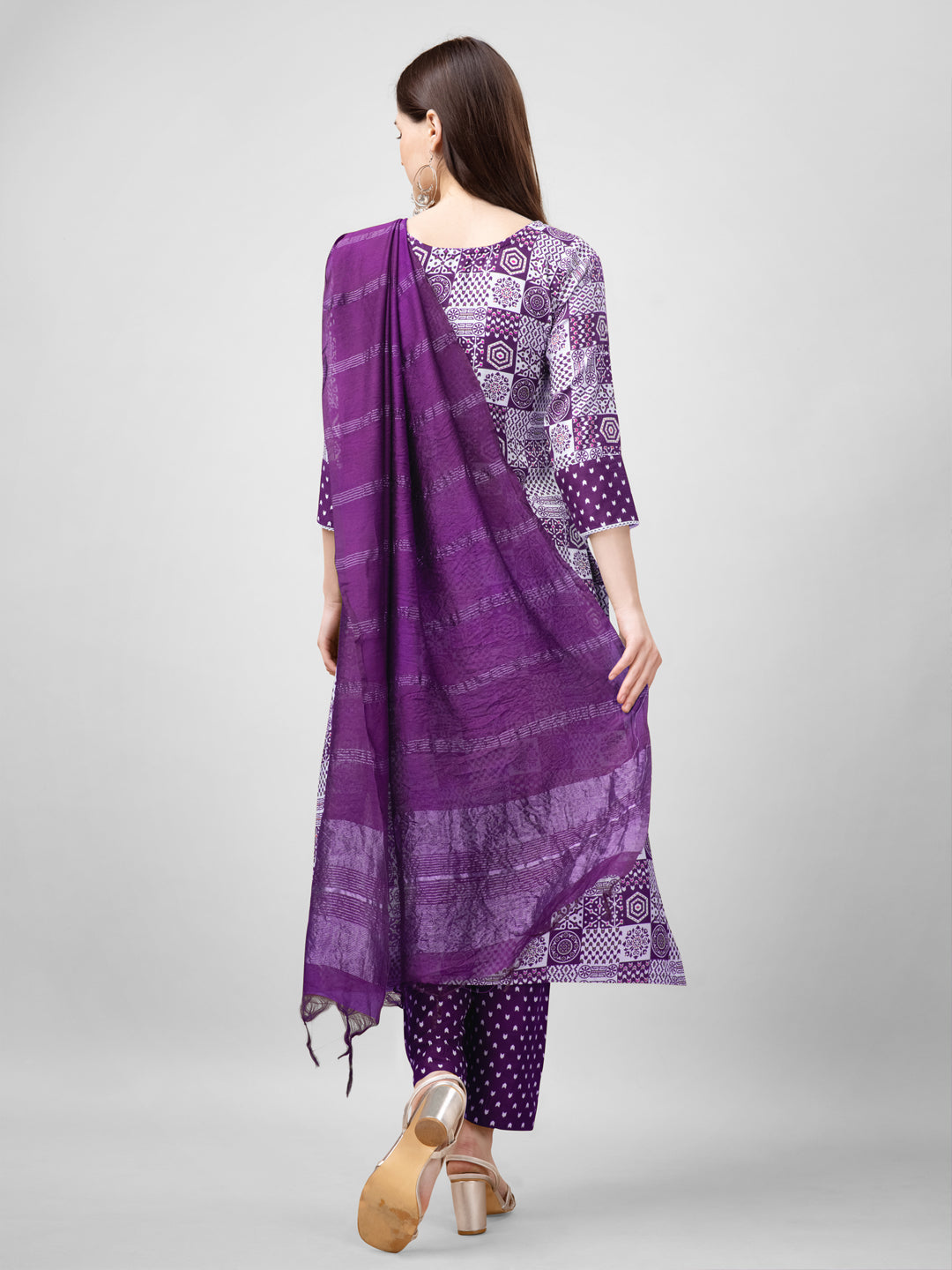 Embroidered Purple Rayon Kurta Sets for Women