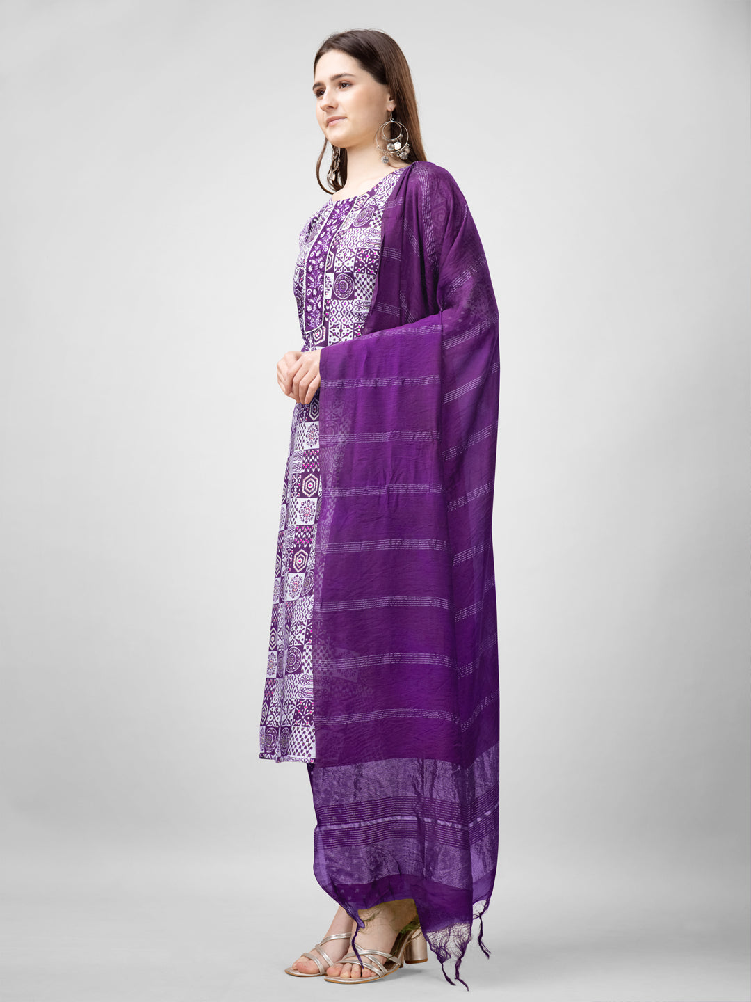 Embroidered Purple Rayon Kurta Sets for Women