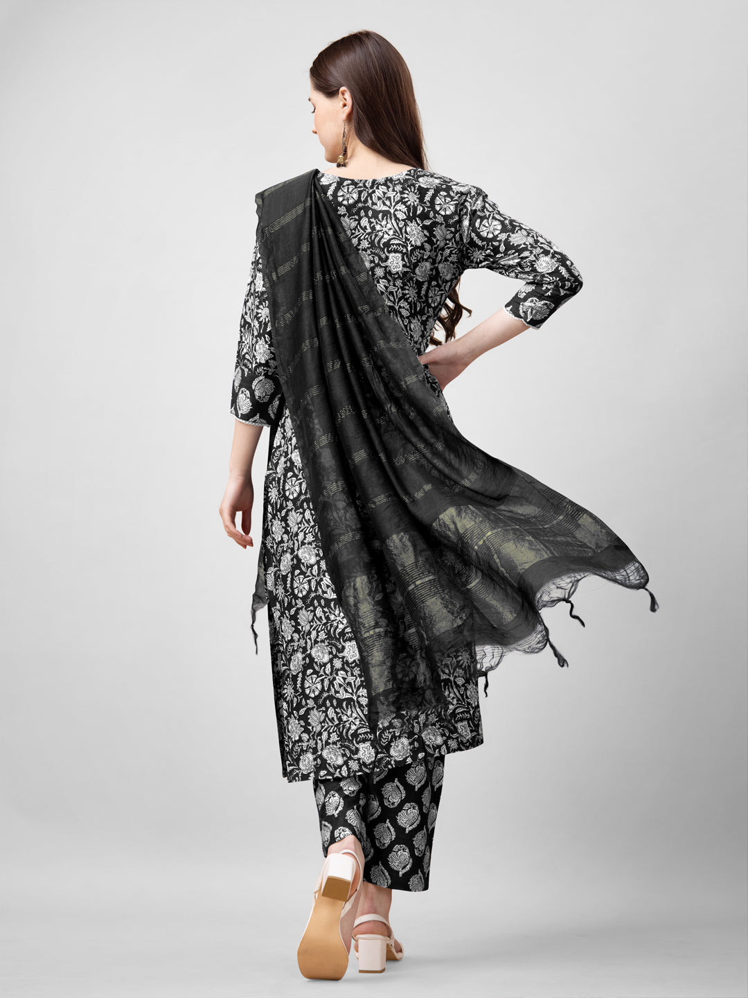 Embroidered Black Rayon Kurta Sets for Women