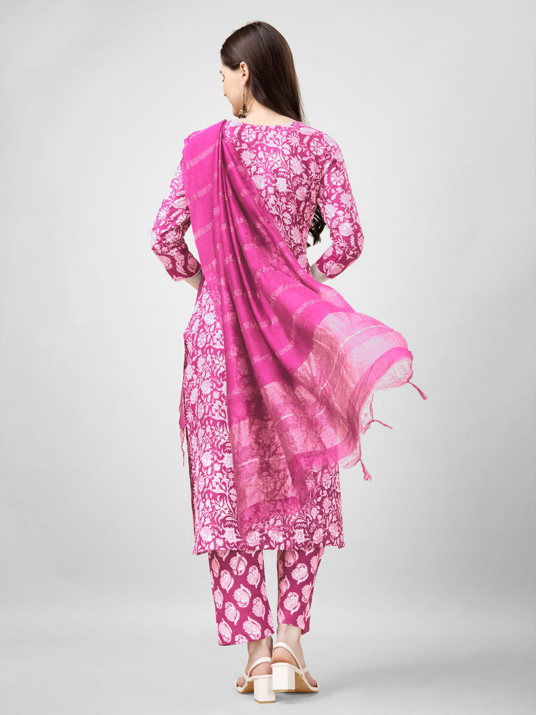 Embroidered Pink Rayon Kurta Sets for Women