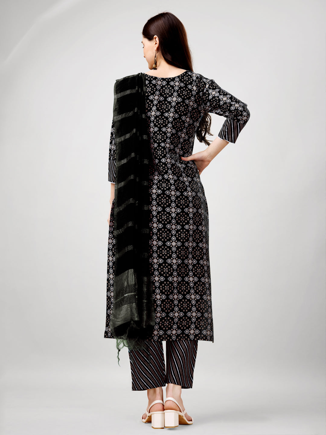 Embroidered Black Rayon Kurta Sets for Women