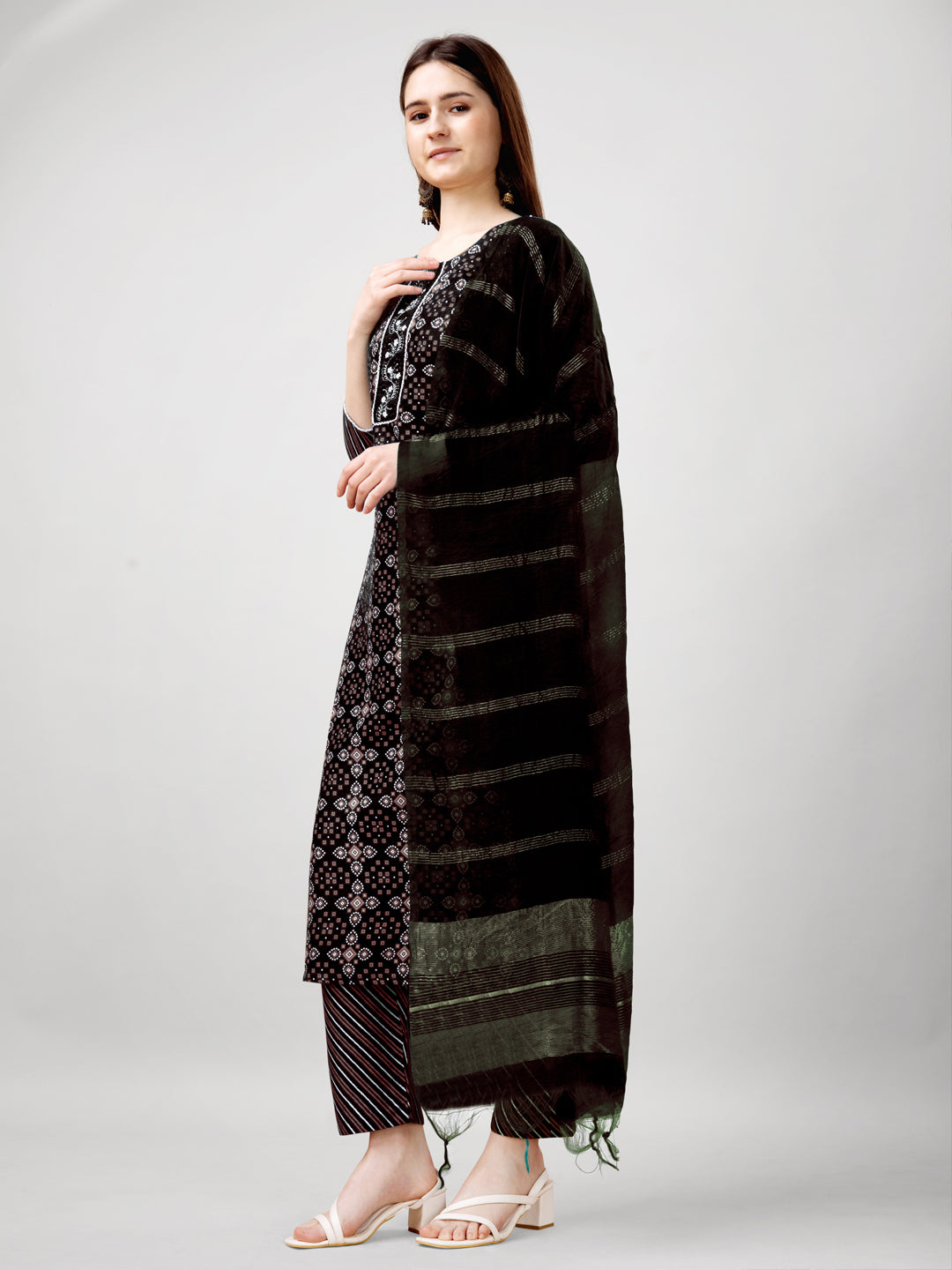 Embroidered Black Rayon Kurta Sets for Women