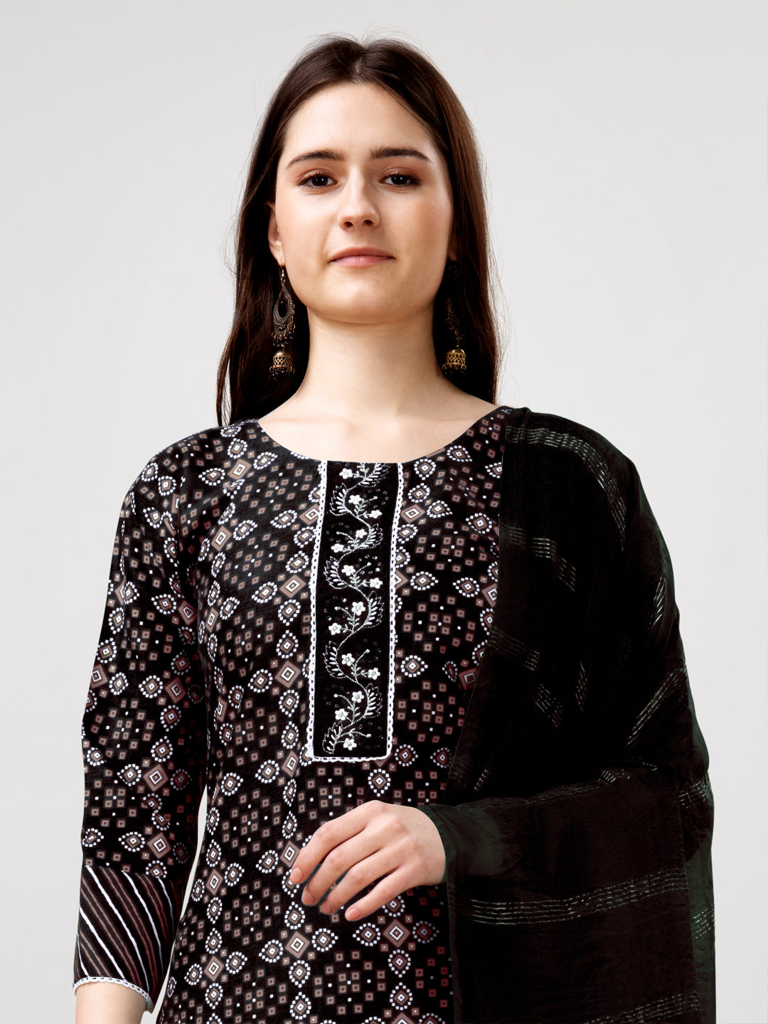 Embroidered Black Rayon Kurta Sets for Women