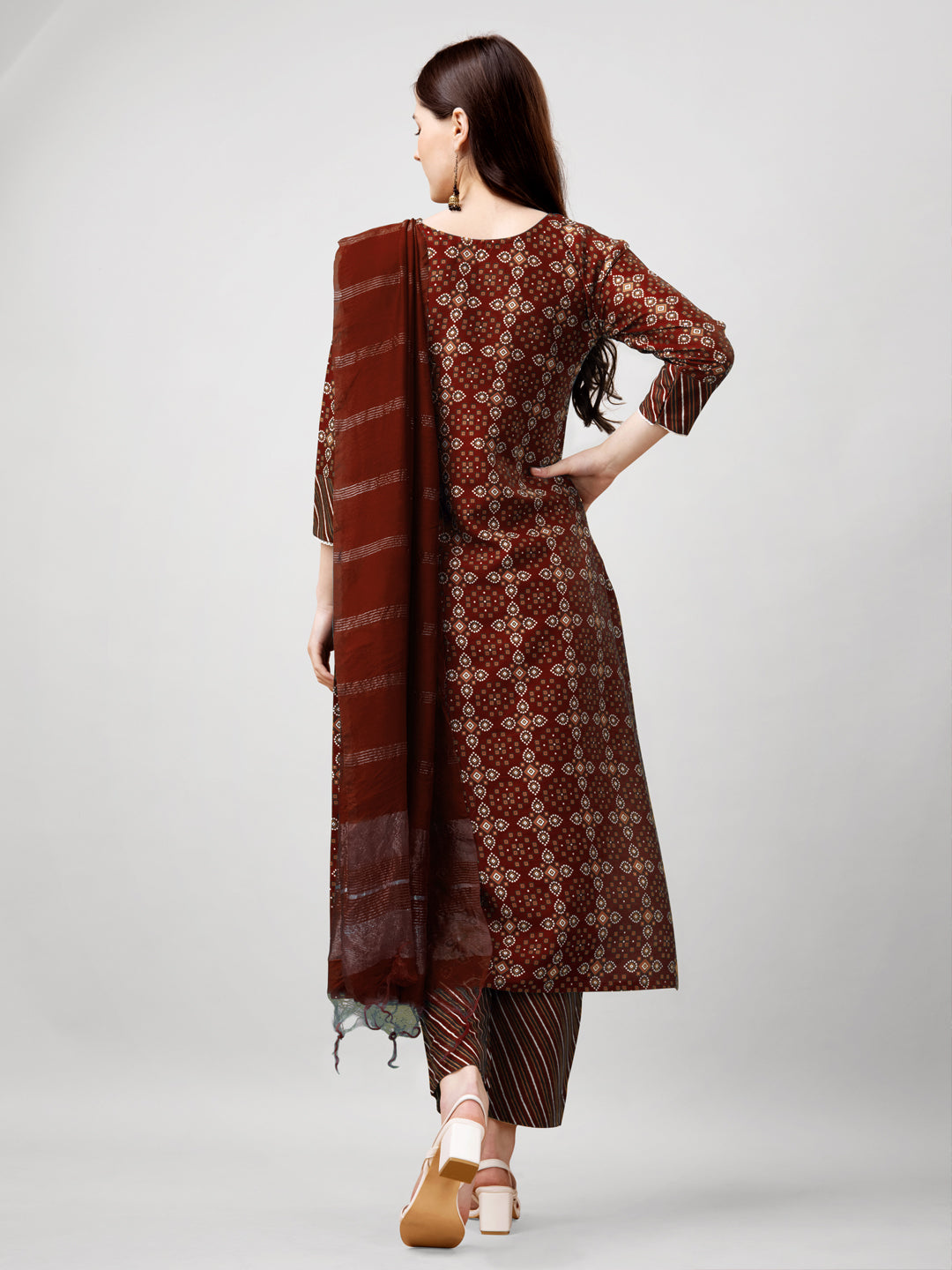 Embroidered Maroon Rayon Kurta Sets for Women