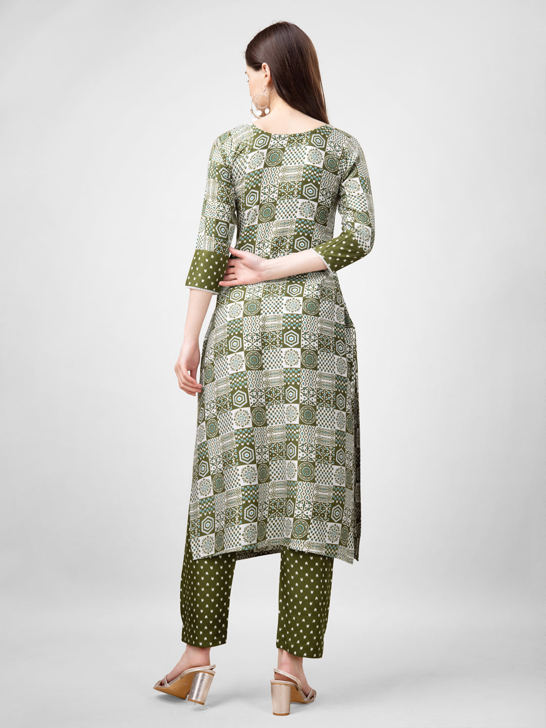 Embroidered Mehendi Green Rayon Kurta Sets For Women