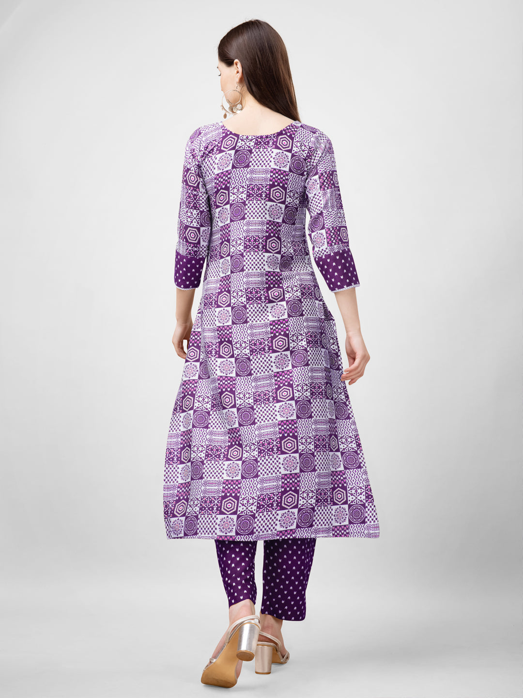 Embroidered Purple Rayon Kurta Sets For Women