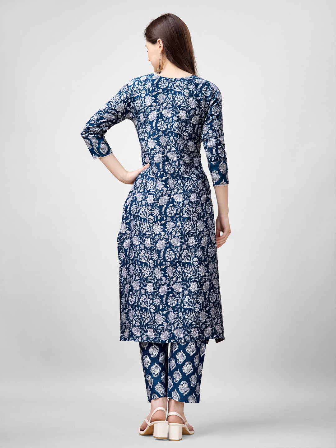 Embroidered Morpichh Blue Rayon Kurta Pant Sets For Women