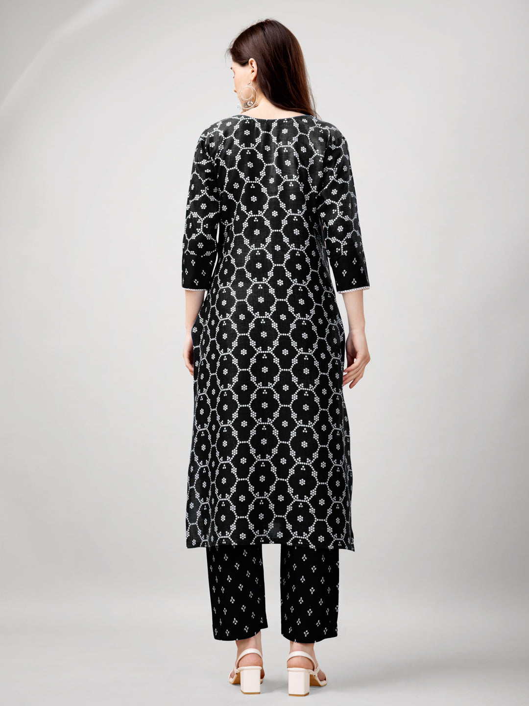 Printed Embroidered Black Rayon Kurta Sets For Women