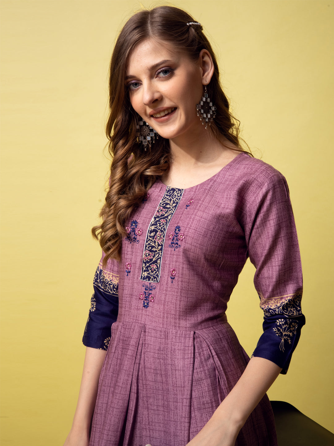 Lavender Anarkali Kurti with Embroidery Work