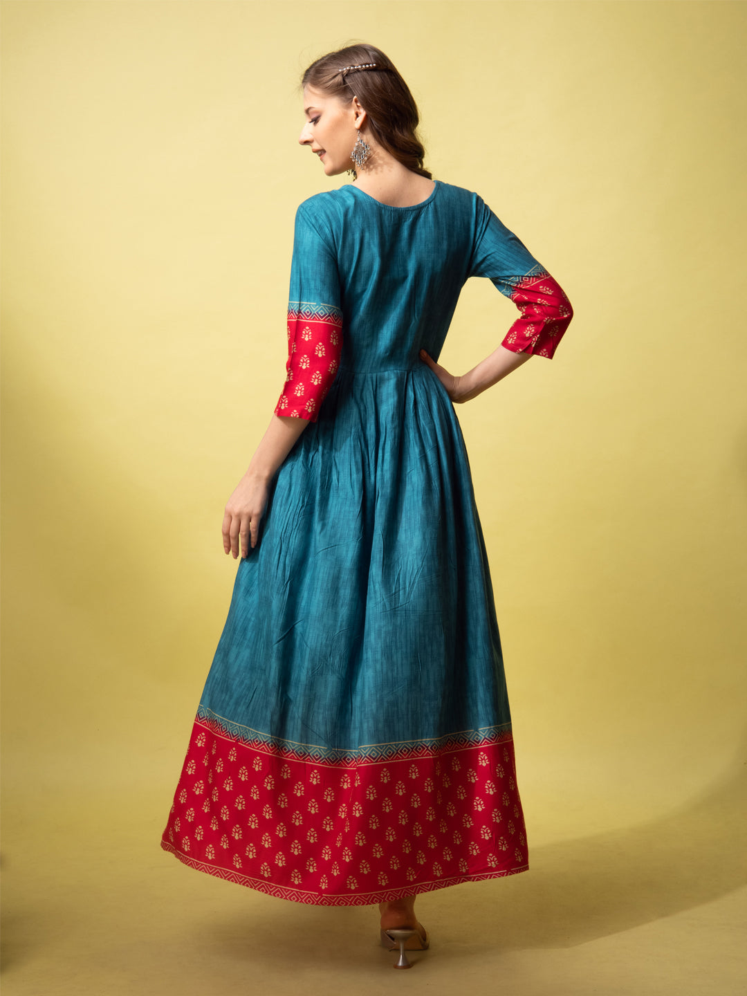 Rama Blue Anarkali Dress Back View