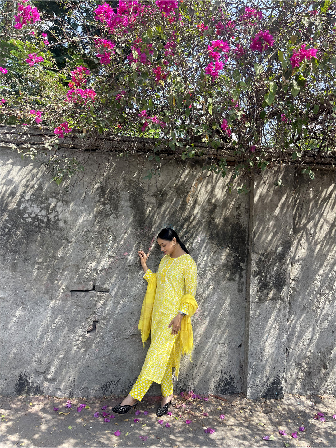 Yellow Rayon Printed Kurta Sets for Women